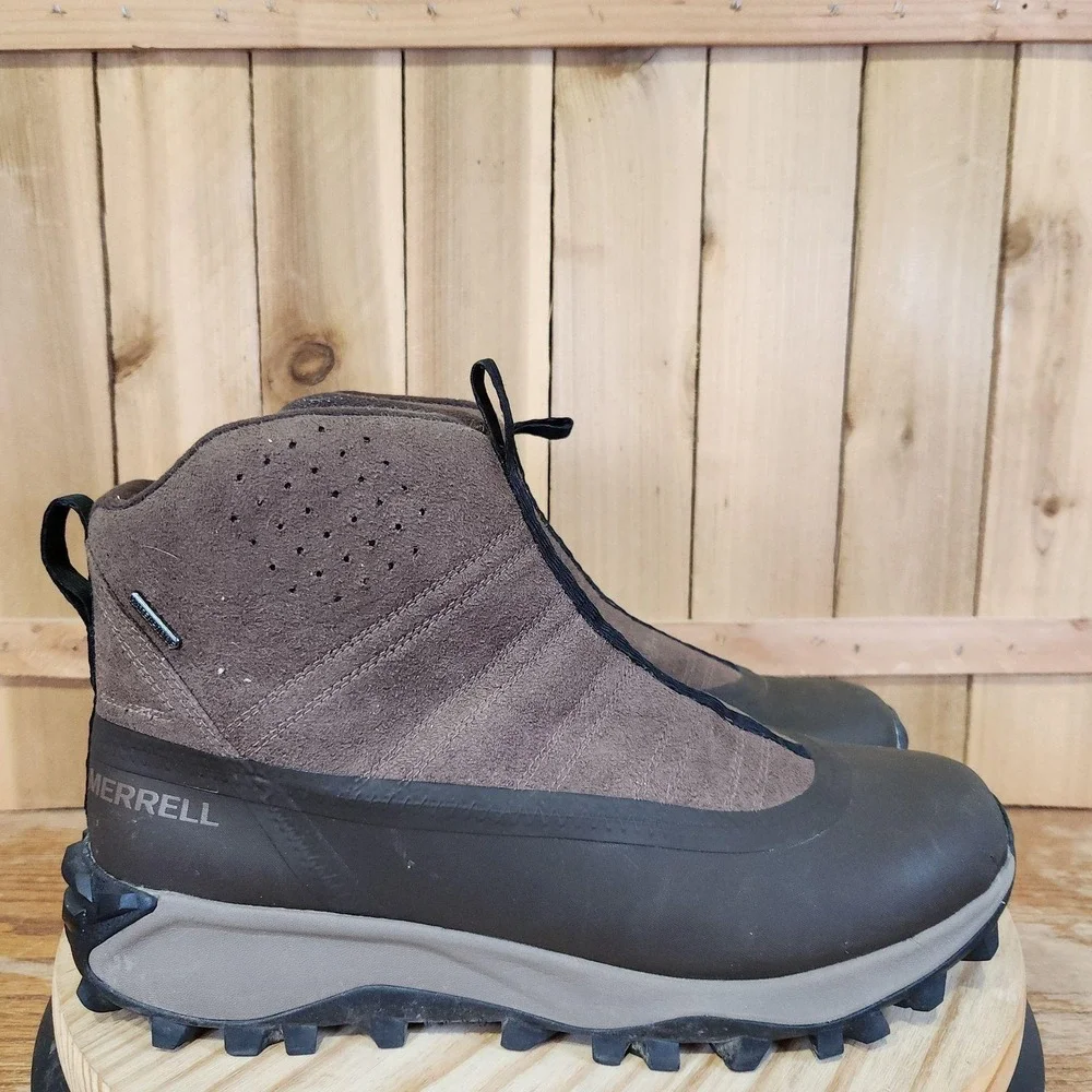 Merrell Thermo Snowdrift Zip Mid Shell Boots Mens 13 Brown Waterproof Winter